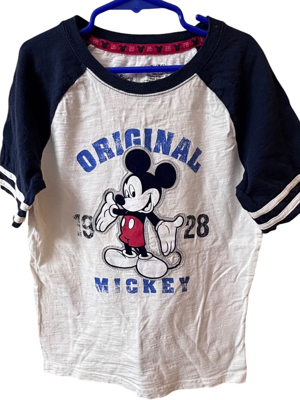 Disney Mickey Mouse Boys 7X Original 1928 Raglan Baseball Tee EUC